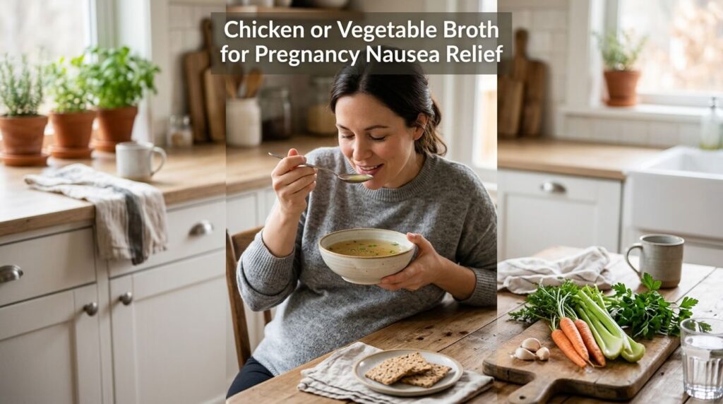 Chicken or Vegetable Broth for Pregnancy Nausea Relief